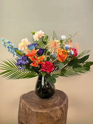 Combideal | Zijden boeket "Luminous Colors" incl. vaas