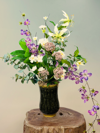 Zijdenbloemen boeket "Drika's garden" incl. vaas | 70cm