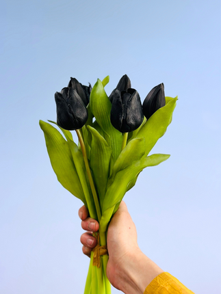 Kunst tulpen - zwart | 7 stuks