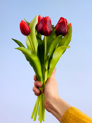 Kunst tulpen - donkerrood | 7 stuks