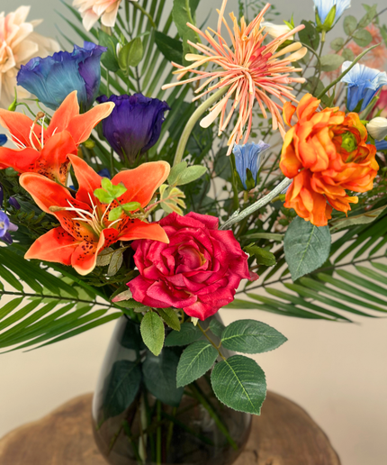 Combideal | Zijden boeket "Luminous Colors" incl. vaas