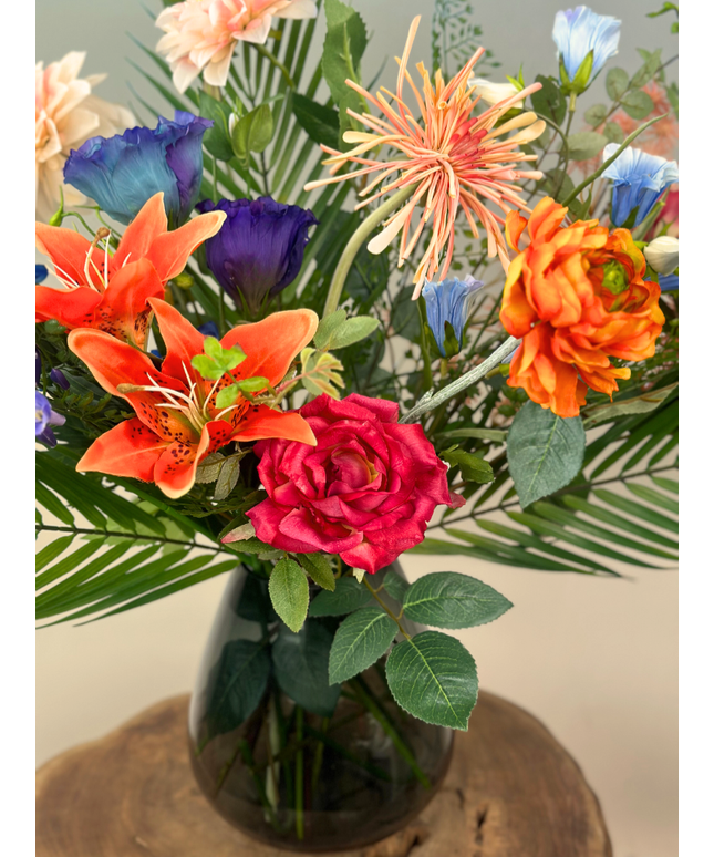 Combideal | Zijden boeket "Luminous Colors" incl. vaas
