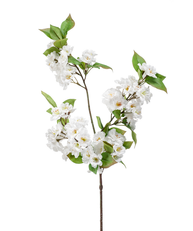 Zijden bloem "Apple blossom" spray x3 white | 80 cm