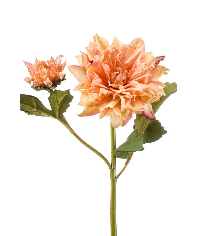 Zijden bloem "Dahlia" spray x2 dry look peach | 52 cm