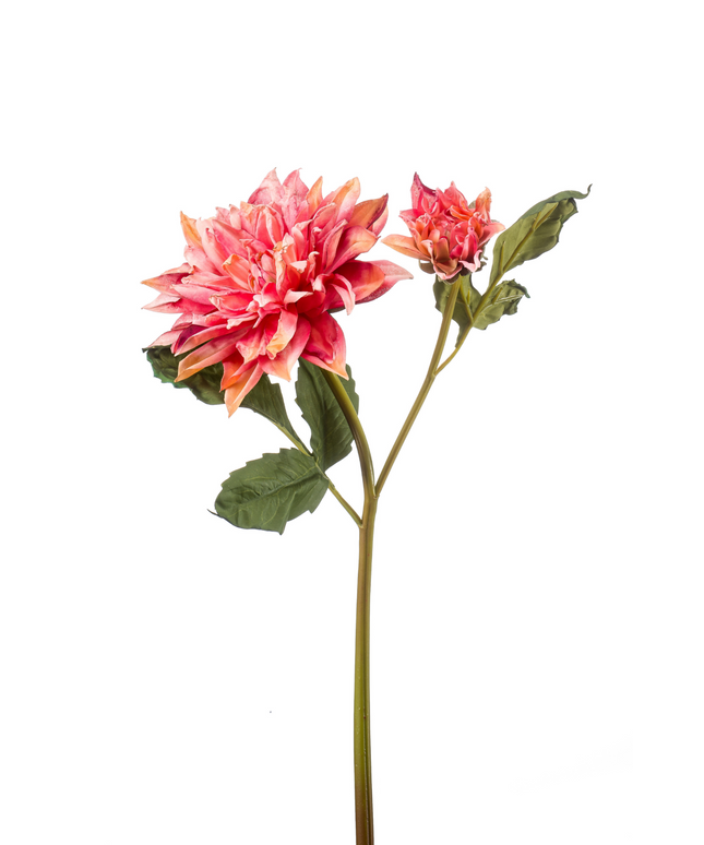 Zijden bloem "Dahlia" spray x2 dry look pink | 52 cm