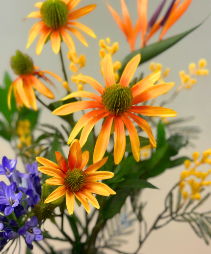 Zijden boeket "Zonnedauw" - incl. vaas