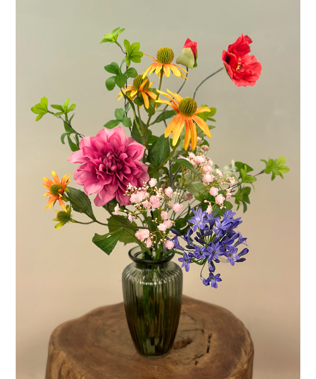 Zijden boeket "Elanor's Bloei" - incl. vaas