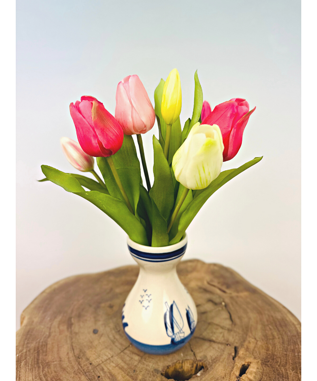 Kunst tulpen "Hollandse Pracht" - roze/wit | 30cm