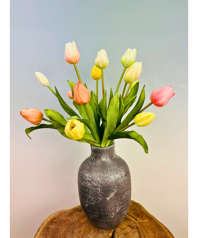 Kunstboeket "Nederlandse Pracht" - in beton vaas | 30cm