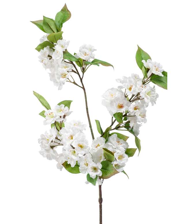 Zijden bloem "Apple blossom" spray x3 white | 80 cm