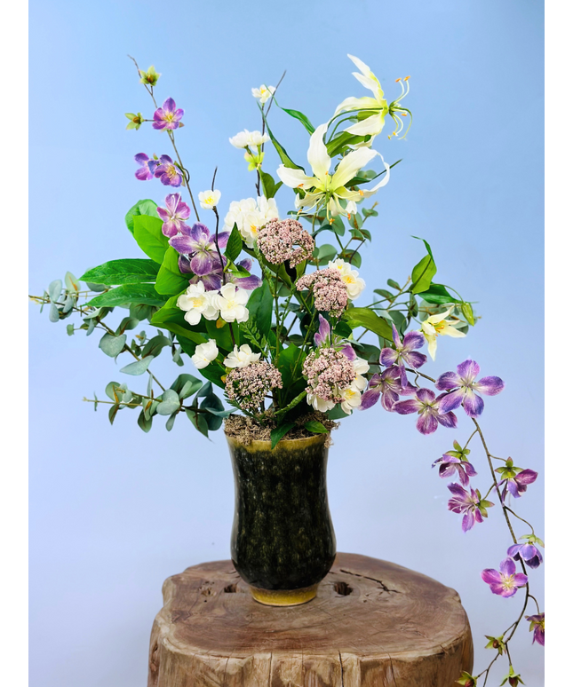 Zijdenbloemen boeket "Drika's garden" incl. vaas | 70cm