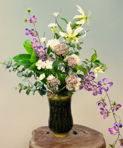 Zijdenbloemen boeket "Drika's garden" incl. vaas | 70cm