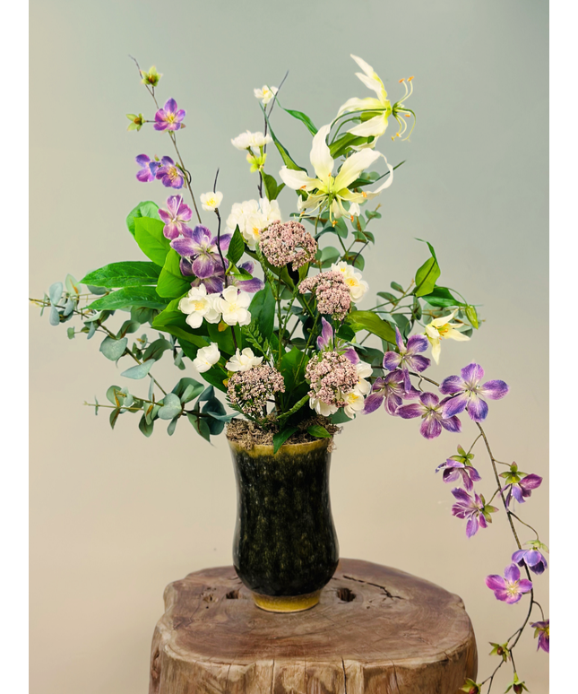 Zijdenbloemen boeket "Drika's garden" incl. vaas | 70cm