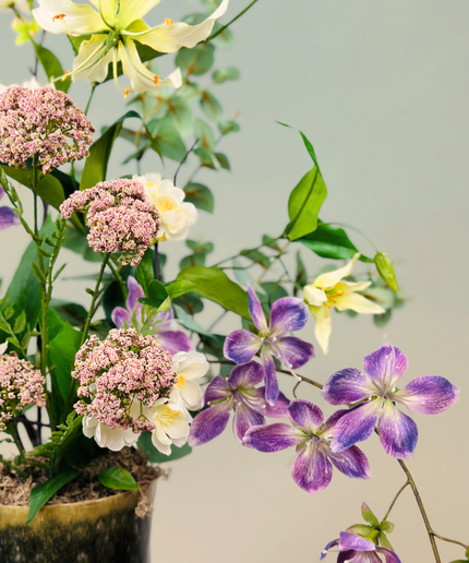 Zijdenbloemen boeket "Drika's garden" incl. vaas | 70cm