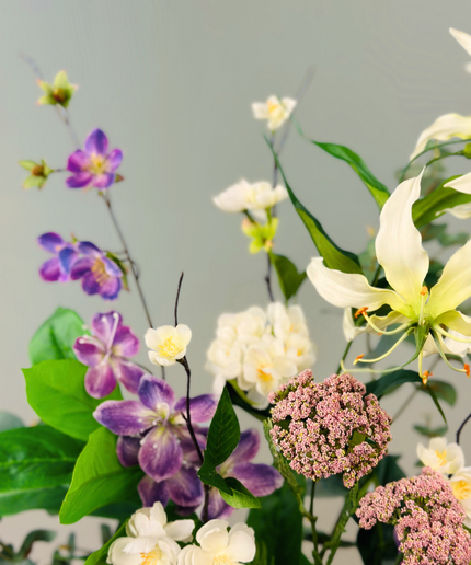 Zijdenbloemen boeket "Drika's garden" incl. vaas | 70cm