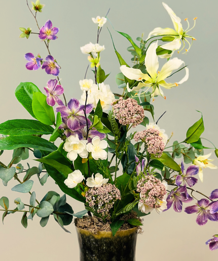 Zijdenbloemen boeket "Drika's garden" incl. vaas | 70cm