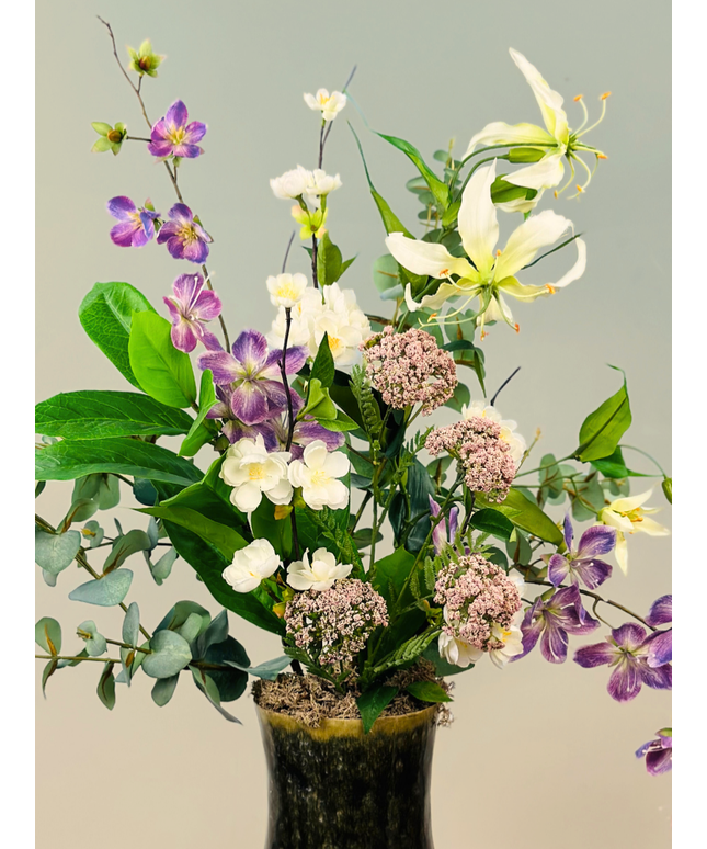 Zijdenbloemen boeket "Drika's garden" incl. vaas | 70cm