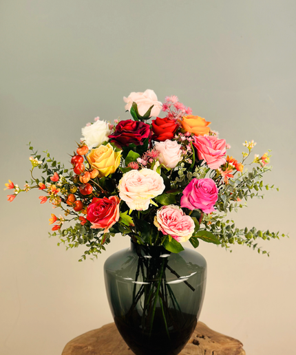 Zijden boeket "Rosie's Blaze" | 50cm