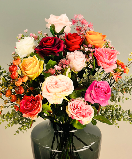 Zijden boeket "Rosie's Blaze" | 50cm
