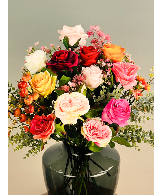 Zijden boeket "Rosie's Blaze" | 50cm