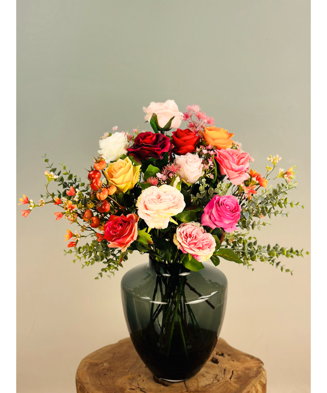 Zijden boeket "Rosie's Blaze" | 50cm