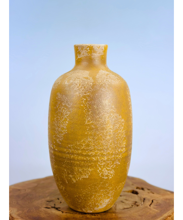Luxe betonnen vaas - okergeel | 35cm