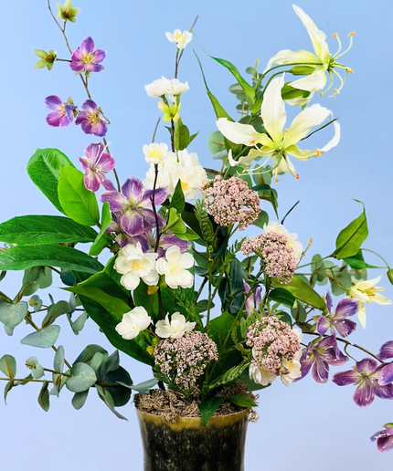Zijdenbloemen boeket "Drika's garden" incl. vaas | 70cm
