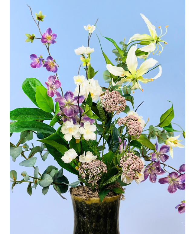 Zijdenbloemen boeket "Drika's garden" incl. vaas | 70cm