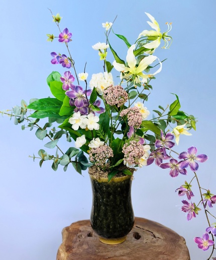 Zijdenbloemen boeket "Drika's garden" incl. vaas | 70cm