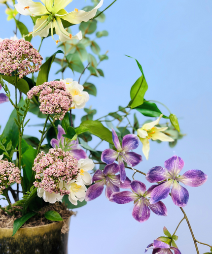 Zijdenbloemen boeket "Drika's garden" incl. vaas | 70cm