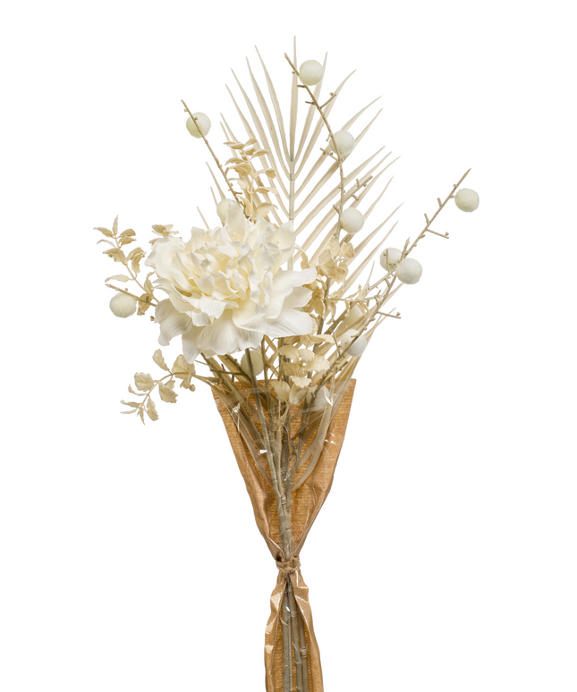 Zijden bloem "Dry peony bundle" Cream | 58 cm