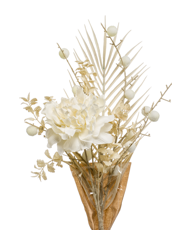 Zijden bloem "Dry peony bundle" Cream | 58 cm