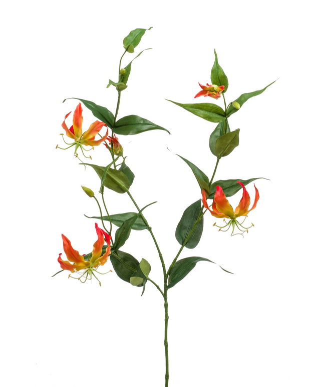 Zijden bloem "Gloriosa" Spray orange | 120 cm