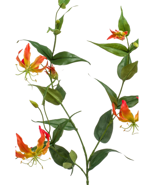Zijden bloem "Gloriosa" Spray orange | 120 cm