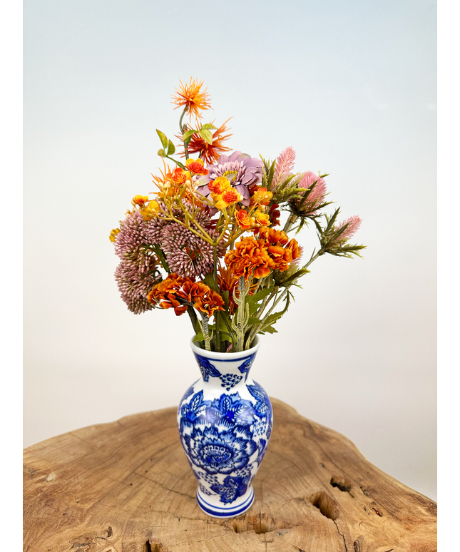Mini zijden boeket "Old Blue" | 35cm