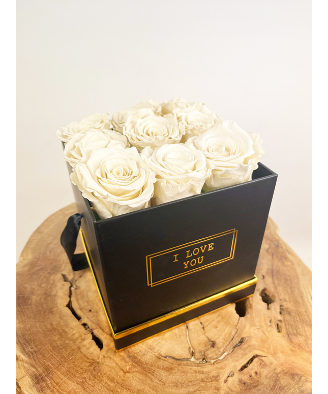 Luxe Longlife Rozenbox (9 rozen) - "wit"
