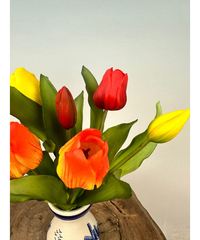 Kunst tulpen "Hollandse Pracht" - oranje/geel | 30cm
