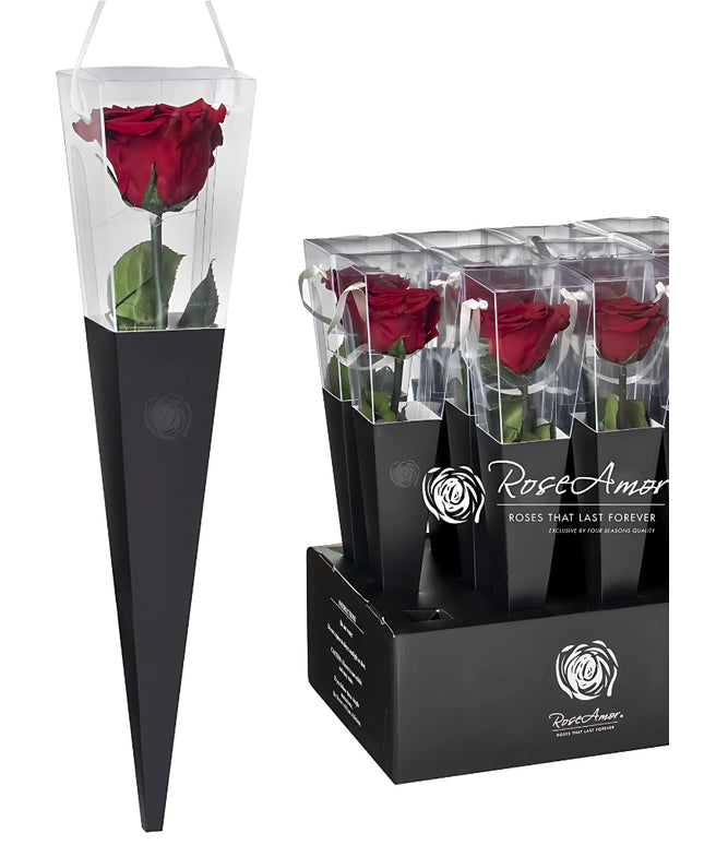 Longlife Roos "Sealed Love" in giftbox (donkerrood) - 30 cm
