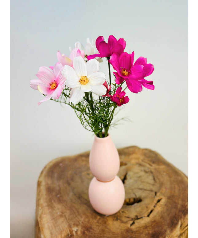 Mini zijden boeket "Lentebloemen" - incl. roze vaas | 40cm