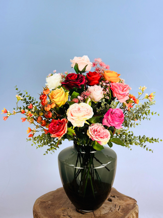 Zijden boeket "Rosie's Blaze" | 50cm