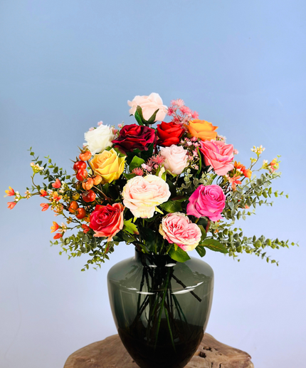 Zijden boeket "Rosie's Blaze" | 50cm