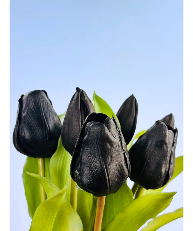 Kunst tulpen - zwart | 7 stuks