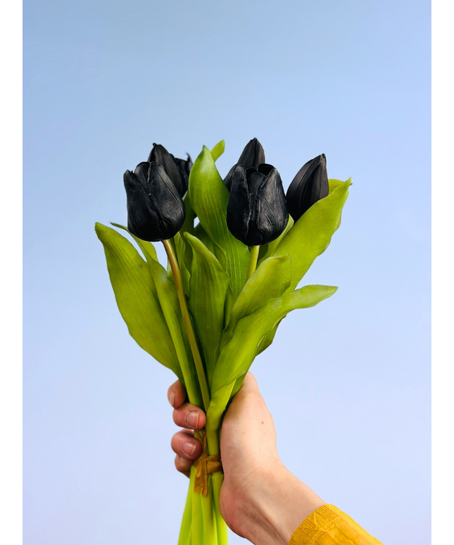 Kunst tulpen - zwart | 7 stuks