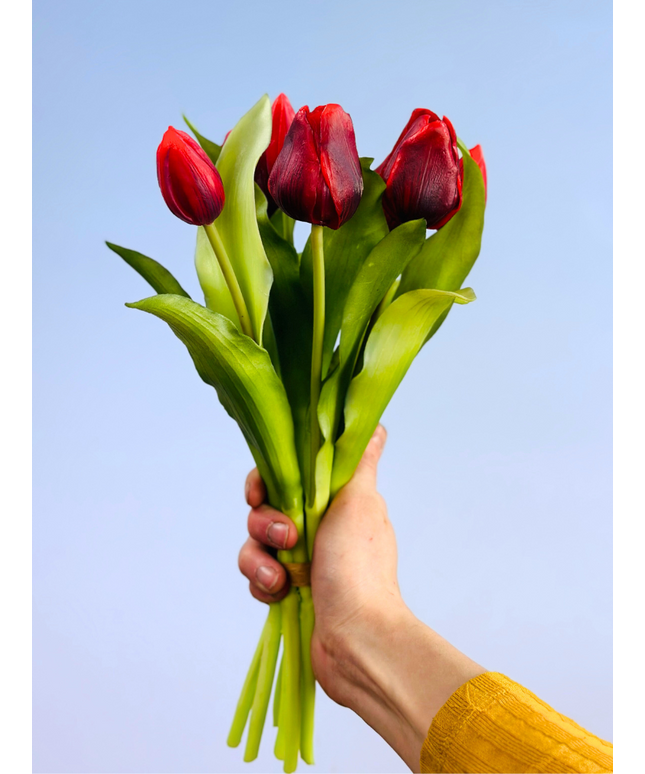 Kunst tulpen - donkerrood | 7 stuks
