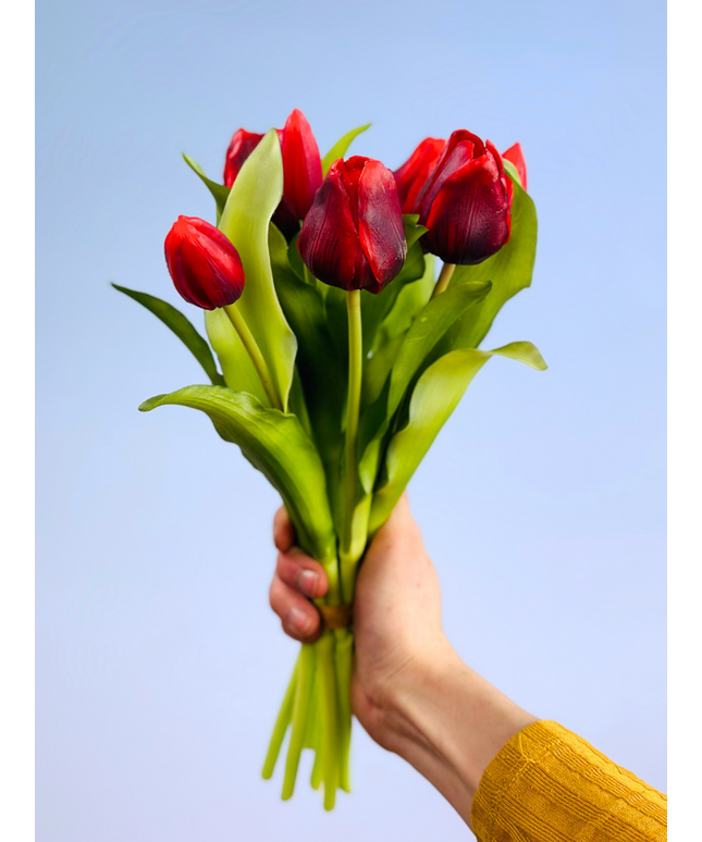 Kunst tulpen - donkerrood | 7 stuks