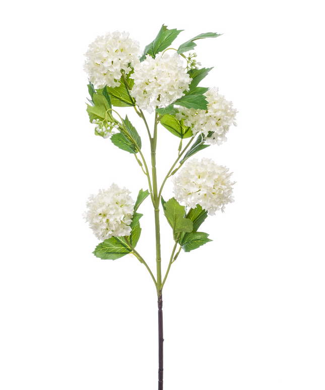 Zijden bloem "Viburnum" Spray x 5 Cream | 75cm