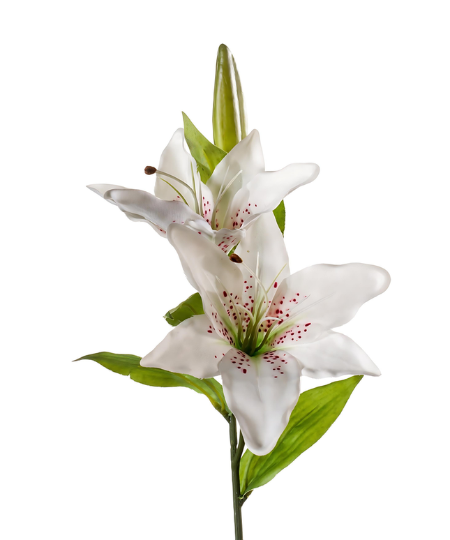 Zijden bloem "Lily" Spray x2 white | 65cm