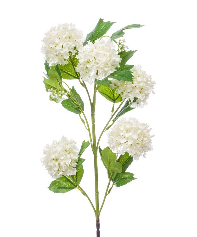 Zijden bloem "Viburnum" Spray x 5 Cream | 75cm