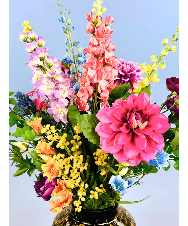 Zijden boeket "Flowery Beauty" inclusief cheetah vaas  | 75cm