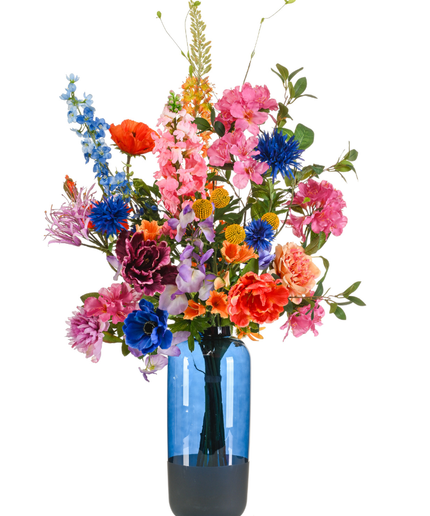 Zijden boeket "Flowery Beauty" inclusief cheetah vaas  | 75cm